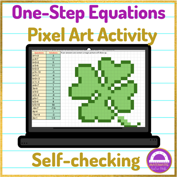 St. Patrick's Day Solving One Step Equations Pixel Art Activity