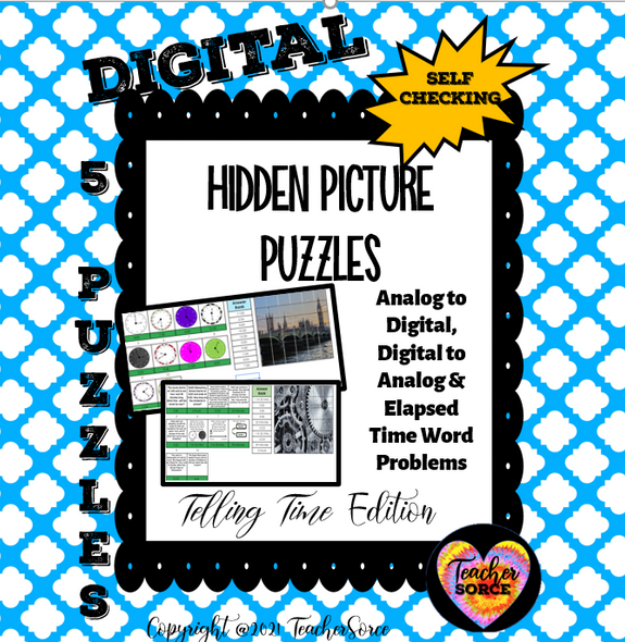 Telling Time Hidden Mystery Pixel Art Puzzle Digital to Analog