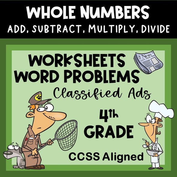 4th Grade Word Problems - Add, Subtract, Multiply, and Divide Whole Numbers 