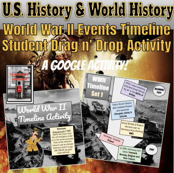U.S. & World History | World War II Major Events | Timeline (Drag n' Drop)