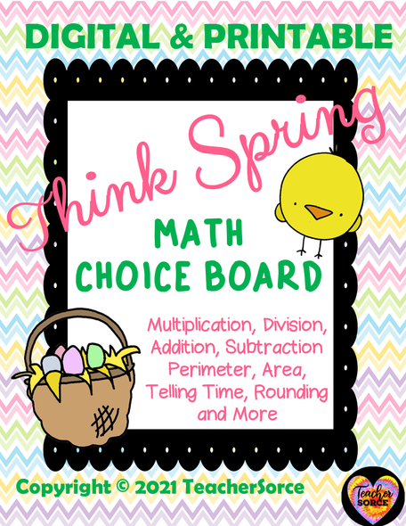 Think Spring Easter Math Land Choice Board