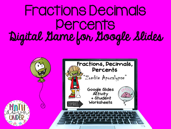 Converting Fractions Decimals Percents Zombie Game for Google Slides