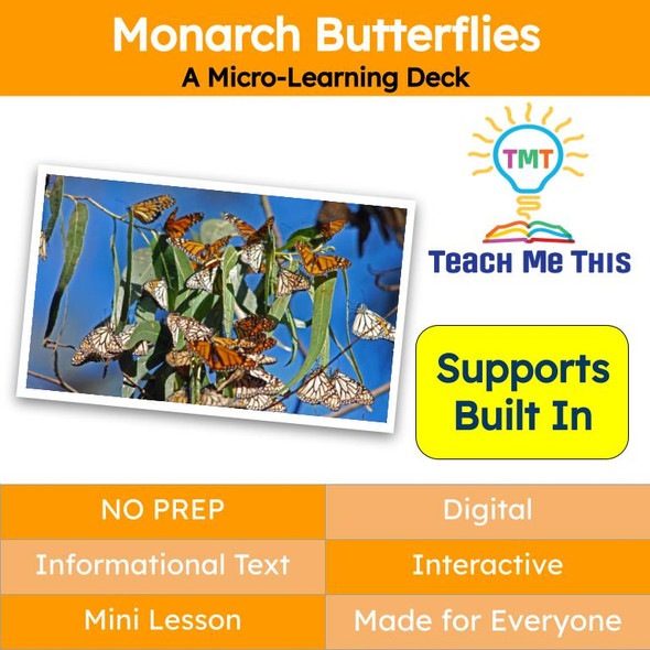 Monarch Butterflies Informational Text Reading Passage and Activities
