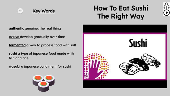 Eating Sushi Informational Text Reading Passage and Activities