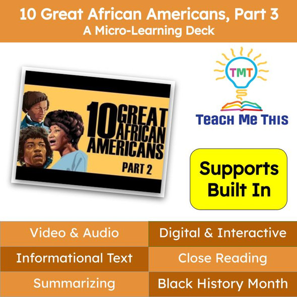 Great African Americans Part 3 Informational Text Reading Passage and Activities