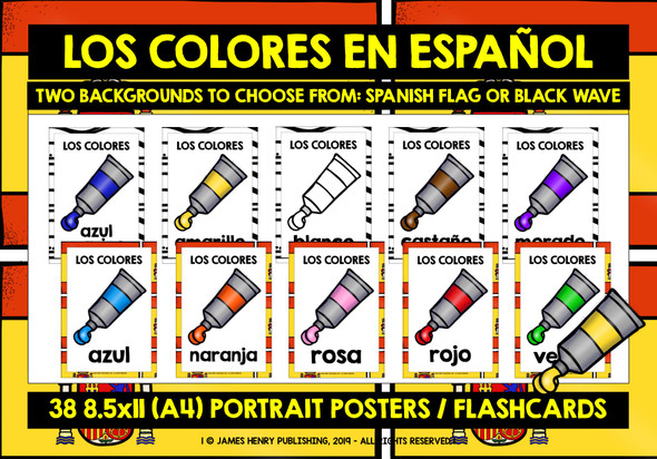 SPANISH COLORS FLASHCARDS POSTERS