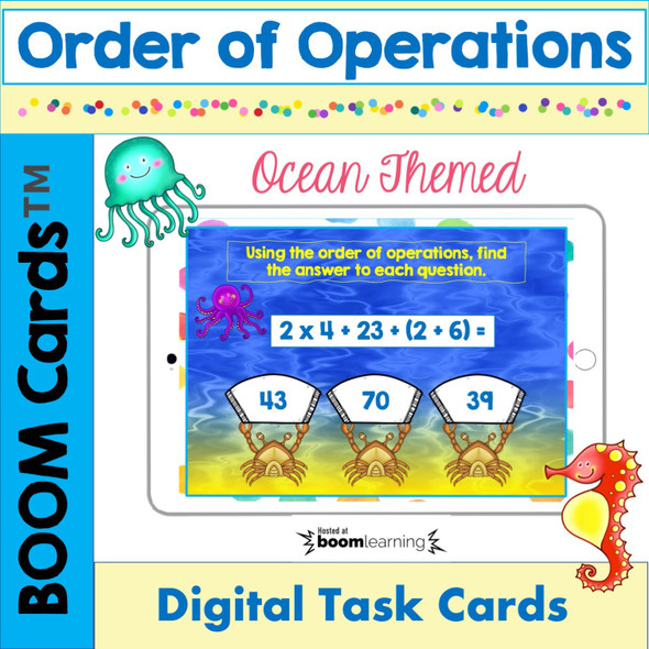 Order of Operations Ocean Themed BOOM Cards!