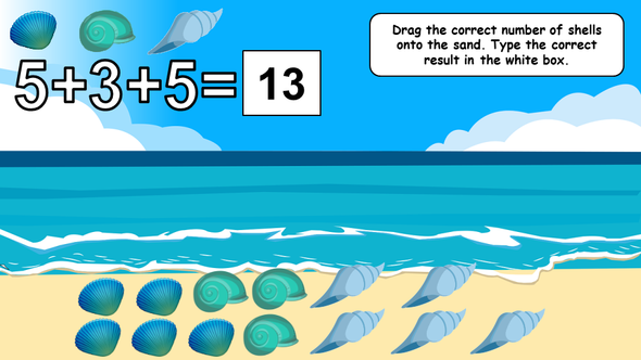 Spring & Summer - Adding 3 Numbers to 20 Drag & Drop Math Google Slides EDITABLE