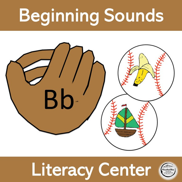 Beginning Sounds Literacy Center Baseball Theme