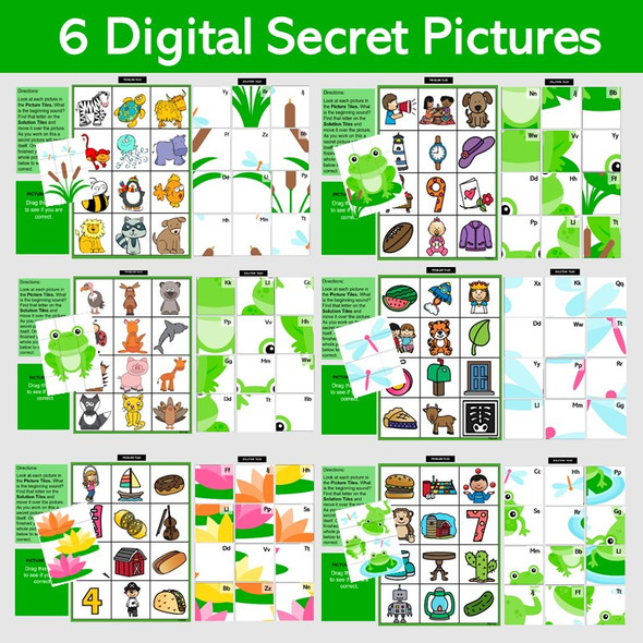 Beginning Sounds  6 Secret Picture Puzzles using PowerPoint