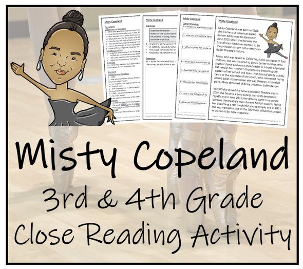 Misty Copeland Close Reading Activity | 3rd Grade & 4th Grade