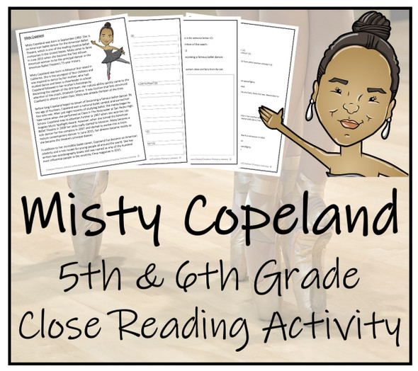 Misty Copeland Close Reading Activity 5th Grade & 6th Grade