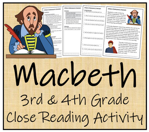 Macbeth Close Reading Activity | 3rd Grade & 4th Grade