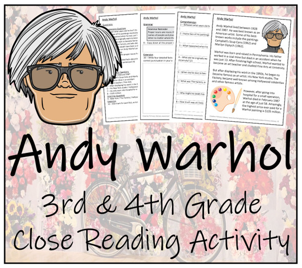 Andy Warhol Close Reading Activity | 3rd Grade & 4th Grade