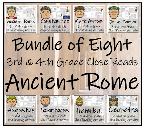Ancient Rome Close Reading Activity Bundle 3rd Grade & 4th Grade