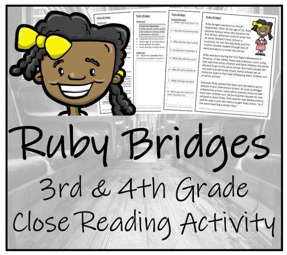 Ruby Bridges Close Reading Activity | 3rd Grade & 4th Grade