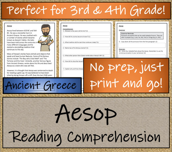 Aesop Close Reading Activity | 3rd Grade & 4th Grade