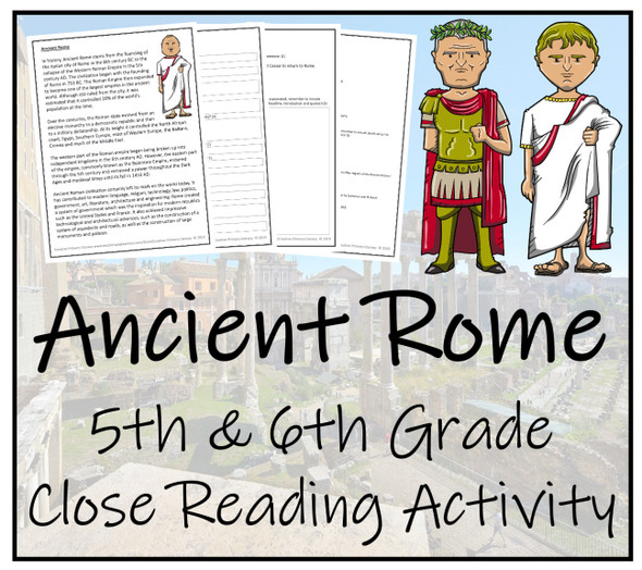 Ancient Rome Close Reading Activity | 5th Grade & 6th Grade