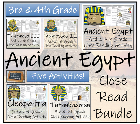 Ancient Egypt Close Reading Activity Bundle 3rd Grade & 4th Grade