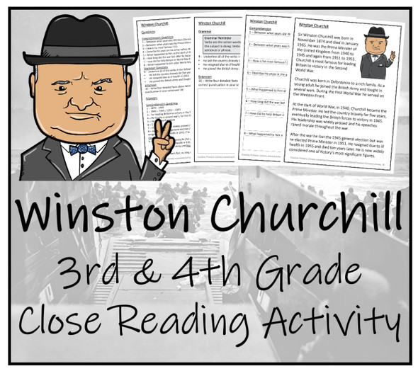 Winston Churchill Close Reading Activity | 3rd Grade & 4th Grade