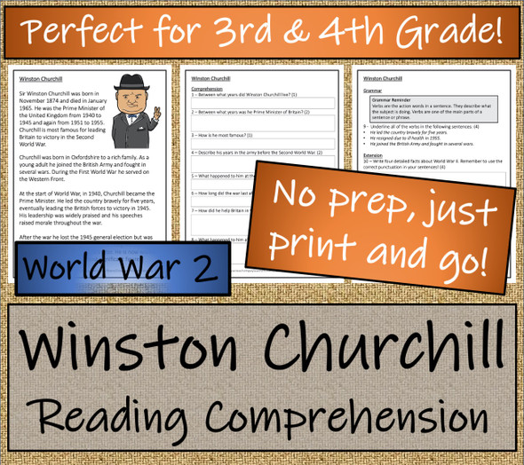 Winston Churchill Close Reading Activity | 3rd Grade & 4th Grade