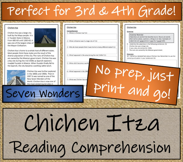 Chichen Itza Close Reading Activity | 3rd Grade & 4th Grade