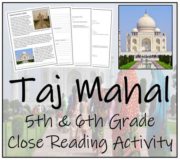 Taj Mahal Close Reading Activity | 5th Grade & 6th Grade