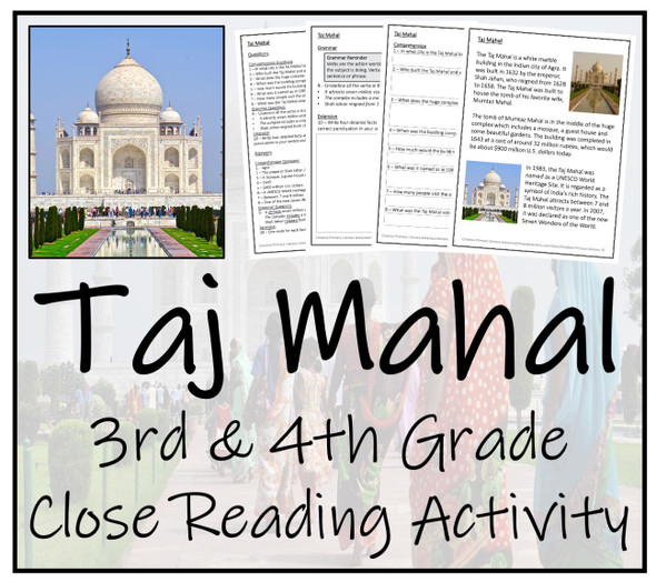 Taj Mahal Close Reading Activity | 3rd Grade & 4th Grade