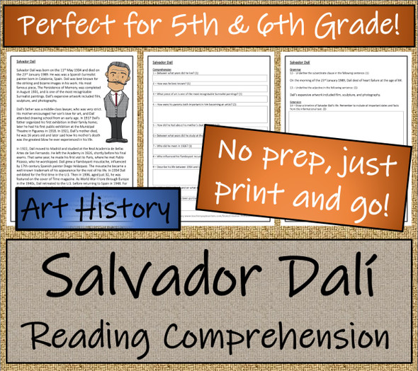 Salvador Dali Close Reading Activity | 5th Grade & 6th Grade