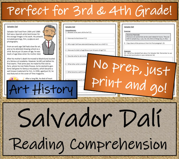 Salvador Dali Close Reading Activity | 3rd Grade & 4th Grade