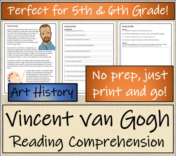 Vincent van Gogh Close Reading Activity | 5th Grade & 6th Grade