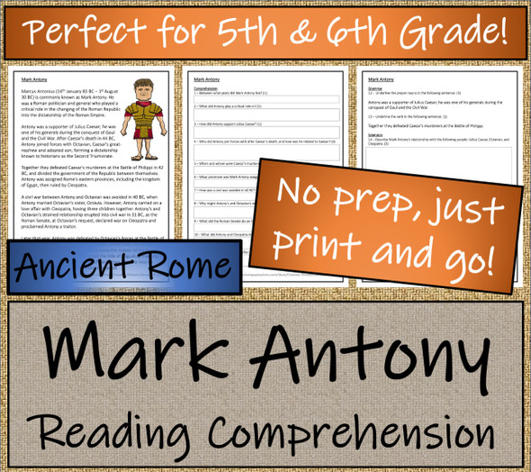 Mark Antony Close Reading Activity | 5th Grade & 6th Grade