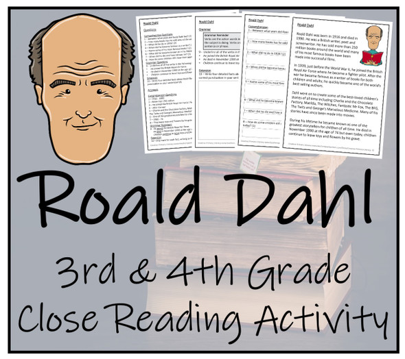 Roald Dahl Close Reading Activity | 3rd Grade & 4th Grade