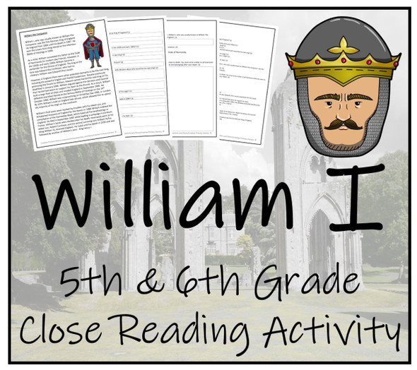 William the Conqueror Close Reading Activity | 5th Grade & 6th Grade