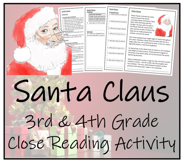 Santa Claus Close Reading Activity | 3rd Grade & 4th Grade