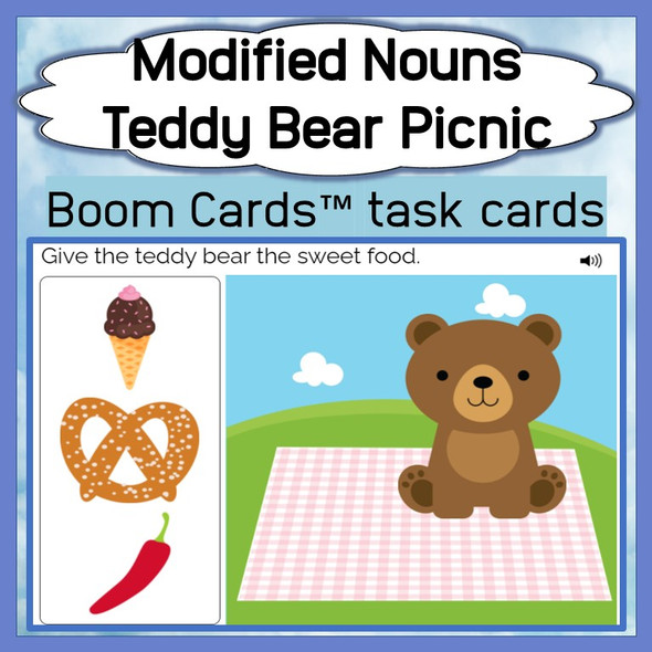 Modified Nouns - Level Two - Interactive Deck - Teddy Bear Picnic - Boom Cards™