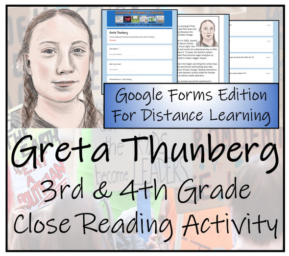 Greta Thunberg Close Reading Activity Digital & Print | 3rd Grade & 4th Grade