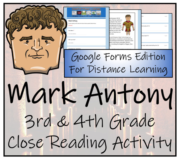 Mark Antony Close Reading Activity Digital & Print | 3rd Grade & 4th Grade