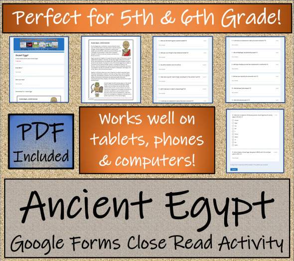 Ancient Egypt Close Reading Activity Digital & Print | 5th Grade & 6th Grade