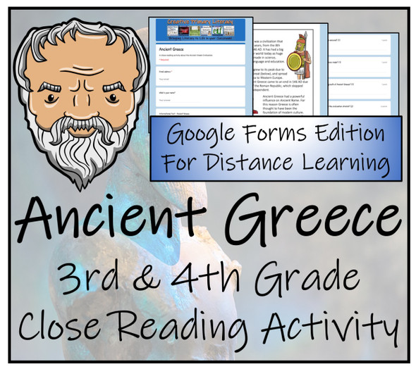 Ancient Greece Close Reading Activity Digital & Print | 3rd Grade & 4th Grade