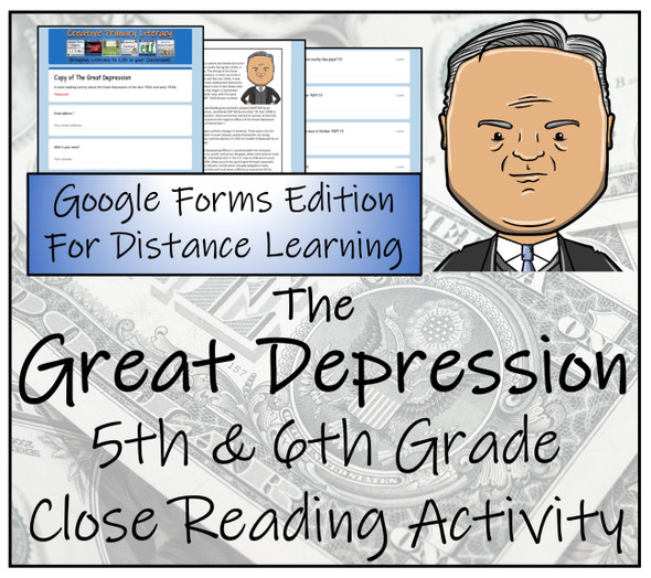 Great Depression Close Reading Activity Digital & Print | 5th Grade & 6th Grade