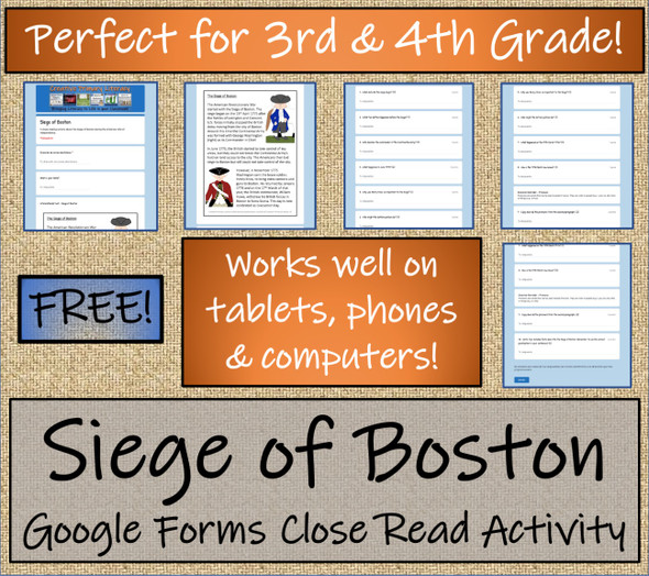 Siege of Boston Close Reading Activity Digital & Print | 3rd Grade & 4th Grade