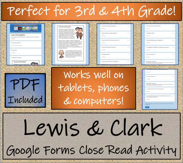 Lewis & Clark Close Reading Activity Digital & Print | 3rd Grade & 4th Grade