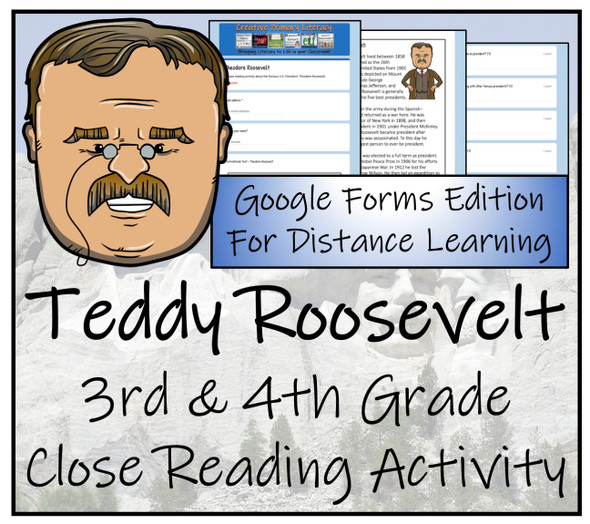 Theodore Roosevelt Close Reading Activity Digital & Print | 3rd & 4th Grade