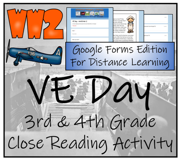 VE Day Close Reading Activity Digital & Print | 3rd Grade & 4th Grade