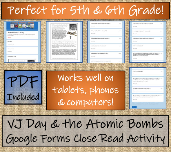 VJ Day Close Reading Activity Digital & Print | 5th Grade & 6th Grade