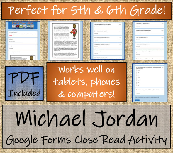 Michael Jordan Close Reading Activity Digital & Print | 5th Grade & 6th Grade