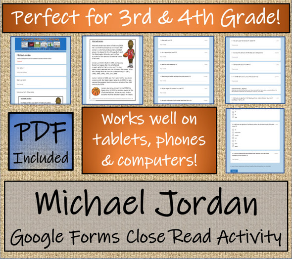 Michael Jordan Close Reading Activity Digital & Print | 3rd Grade & 4th Grade