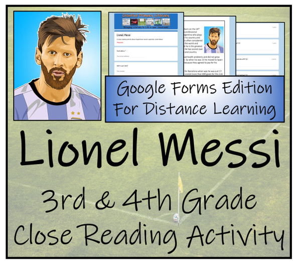 Lionel Messi Close Reading Activity Digital & Print | 3rd Grade & 4th Grade