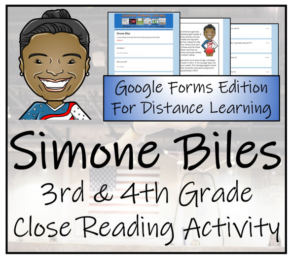 Simone Biles Close Reading Activity Digital & Print | 3rd & 4th Grade